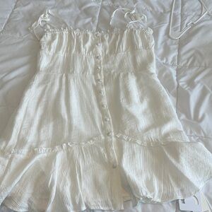 Commense White Ruffle Tie-Strap Sundress